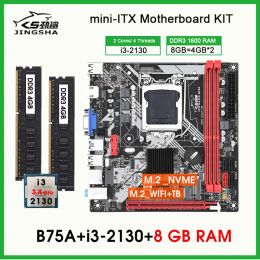 Moederborden B75 Placa Mae LGA 1155 Kit I3 2130 Processor 2*4GB DDR3 1600MHz Desktop Ram Support WiFi NVMe M.2 Mini Itx Motherboard Combo