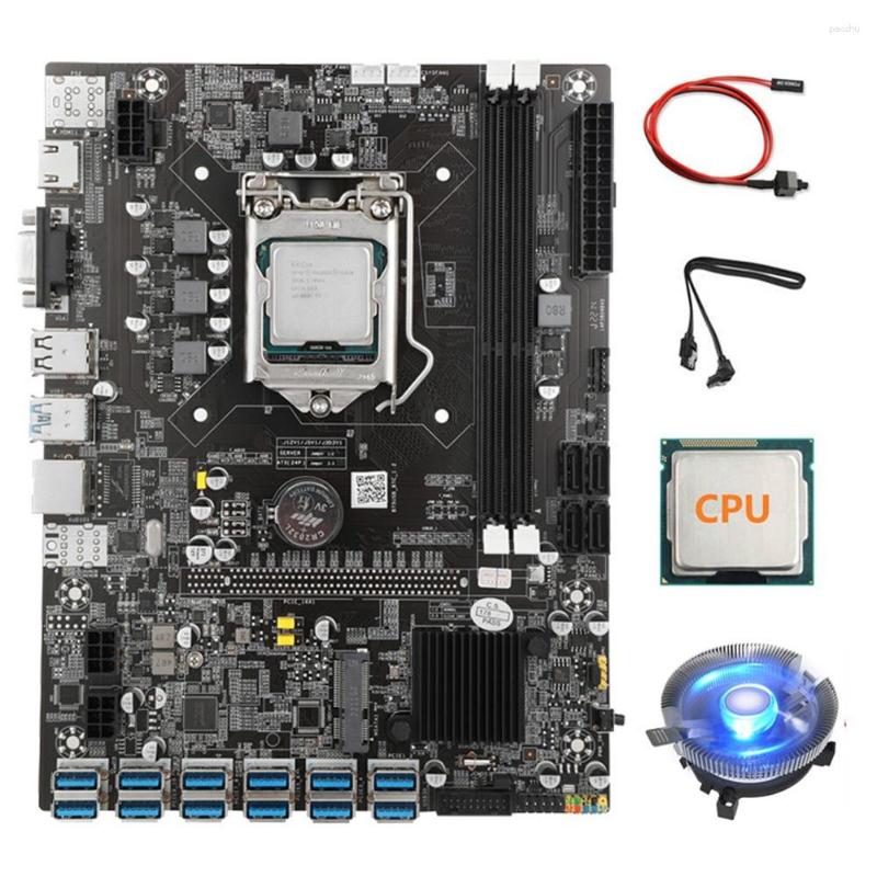 Motherboards B75 USB BTC Mining Motherboard CPU Cooling Fan SATA Cable Switch 12 PCIE To GPU LGA1155 DDR3 MSATA ETH Miner