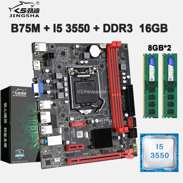 Placas base B75m Desktop Plotas base LGA 1155 Conjunto con I53550 CPU y 16GBKIT = 2 x 8GB DDR3 1600MHz Memoria de escritorio USB SATA 2.0 3.0 PC