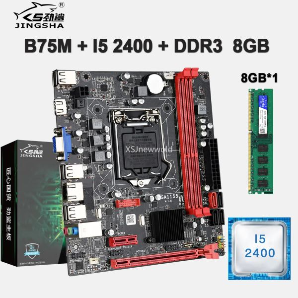 Placas base B75m Desktop Plotherboard LGA 1155 Conjunto con CPU i52400 y 8GBKIT = 1x 8GB DDR3 1600MHz Memoria de escritorio USB SATA 2.0 3.0 PCIe 8x