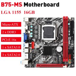 Cartes mères B75MS Carte mère 24pin LGA 1155 Mini ITX 8 Go DDR3 Prise en charge de la mémoire NVME M.2 WiFi M.2 PCIE 16X B75M