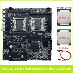 Cartes mères Carte mère noire LGA2011-3 Dual CPU Support RECC DDR4 Mémoire avec câble de commutation 2XE5 2609 V3