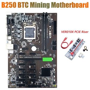 Cartes mères BTC B250 carte mère minière avec VER010X PCIE Riser 12X emplacement pour carte graphique LGA 1151 DDR4 USB3.0 pour mineur