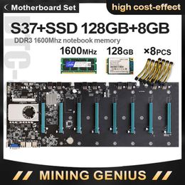 Cartes mères BTC-S37 Mining Set Kit Combo Avec 8GB DDR3 1600MHZ RAM 128GB MSATA 8PCS Cable Support 3070 3080 3090 2060superMotherboards Moth