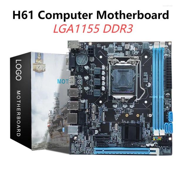 Cartes mères Carte mère d'ordinateur H61 16 Go Micro-ATX Ordinateurs de bureau Carte mère LGA1155 Socket I3/I5/I7 Support CPU 2 X DDR3 4 SATA 2.0 pour bureau