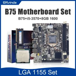 Cartes mères Envinda B75 PC Kit de jeu de la carte mère avec Core i5 3570 8 Go DDR3 Plate Placa Mae LGA 1155 avec CPU et mémoire LGA1155
