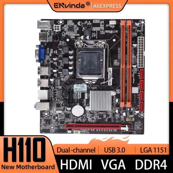 Cartes mères Envinda H110 Motherboard LGA 1151 DDR4 32 Go Dual Channel Board Poute-table Core I3 i5 i7 Computer Motherboard LGA1151