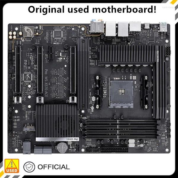 Cartes mères pour Pro WS X570-ACE carte mère Socket AM4 AMD X570 DDR4 M.2 NVME SATA3 carte mère de bureau d'origine utilisée