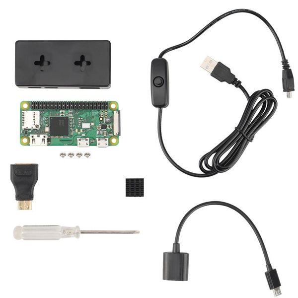 Cartes mères pour Raspberry Pi Zero W, Kit adaptateur de boîtier avec dissipateur thermique, tête GPIO 20 broches, câble OTG, tournevis