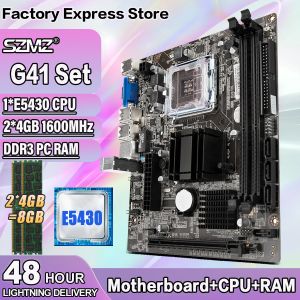 Cartes mères G41 Kit de carte mère avec Xeon E5430 CPU et 8 Go DDR3 RAM Intel G41 Chipset Desktop Motherboard Socket LGA 775 SATA2.0 VGA PCIE