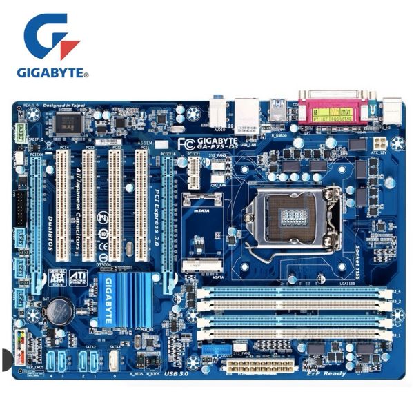 Cartes mères Gigabyte GAP75D3 Branche mère originale LGA 1155 DDR3 USB2.0 USB3.0 SATA3 P75 D3 32 Go Intel B75 22NM Bureau de bureau Utilisé
