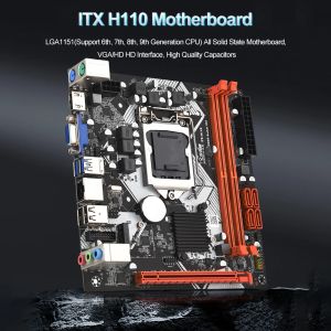 Cartes mères H110 LGA1151 BROCKTOP Motorard DDR4 32 Go PC Boîte principale HDMICOMPATIBLE VGA MINI MINI ENFORME USB2.0 / 3.0 Prise en charge 1151 6/7/8/9