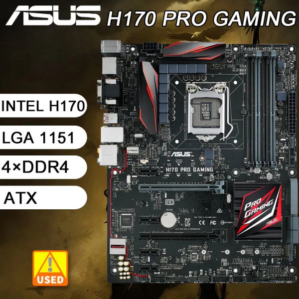 Cartes mères H170 Motherboard Asus H170 Pro Gaming LGA 1151 DDR4 64GB USB3.1 PCIE 3.0 M.2 HDMI ATX prend en charge Core Sixgen I7 / i5 / i3.
