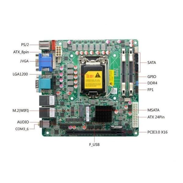 Cartes mères H510 Carte mère de contrôle industriel Mini-ITX Dual Network I226V 6COM Ordinateur de bureau IPC Carte mère LGA1200 10TH / 11TH C DHA9C