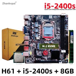 Placas base H61 LGA1155 Desktop Motherboard Intel Quad Core baja potencia I52400S 2.50GHz DRR3 8GB Kit de soporte de memoria