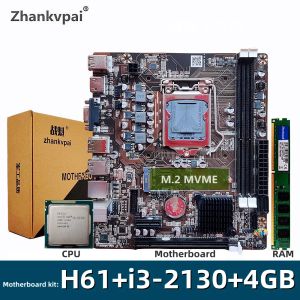 Cartes mères H61 LGA1155 BROCKTOP Motherboard Intel Core Dual Core i32130 3.4GHz CPU DDR3 Kit de mémoire 4GB Prise en charge de M.2 SATA VGA