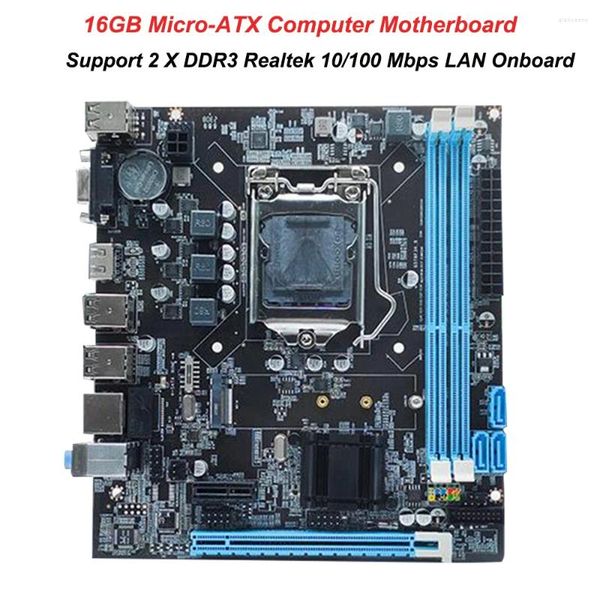 Cartes mères H61 Carte mère 16 Go Micro-ATX Ordinateur LGA1155 Socket I3/I5/I7 CPU Support 2 X DDR3 Realtek 10/100 Mbps LAN à bord