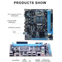 Cartes mères H61 carte mère 16 Go Microatx Computer Contexte LGA1155 Socket i3 / i5 / i7 CPU Prise en charge 2 x DDR3 Realtek 10/100 Mbps LAN à bord