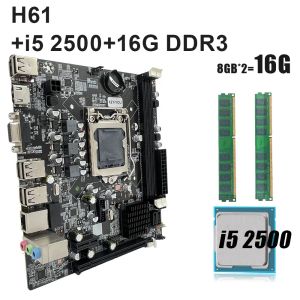 Moederborden H61 Motherboard Gaming Kit met Core 16GB DDR3 1600MHz PLAAT PLACA MAE LGA 1155 Met Core I5 2500 Processor 3,3 GHz