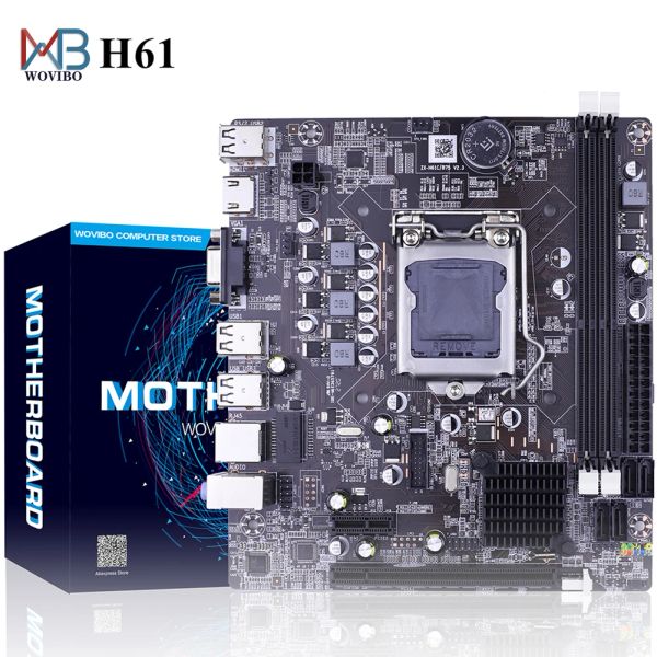 Cartes mères H61 Motherboard LGA 1155 DDR3 MÉMOIRE 16 Go Microatx Desktop MainBord pour LGA1155 Socket Intel Core i3 i5 I7 Xeon CPU