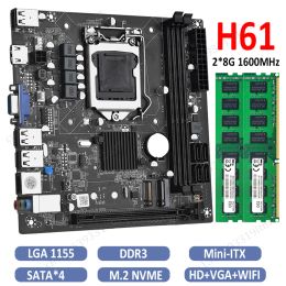 Cartes mères H61 Carte mère LGA1155 DDR3 Mémoire ITX H61S Ordinateur Bourse de bureau avec NVME M.2 SSD WiFi HDMICOMPATIBLE 1.3 VGA Interface