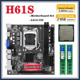 Moederborden H61S moederbordkit met i5 3570 Processor LGA1155 2*8GB 16GB DDR3 PC RAM -geheugen Itx Desktop Mainstje met NVME M.2