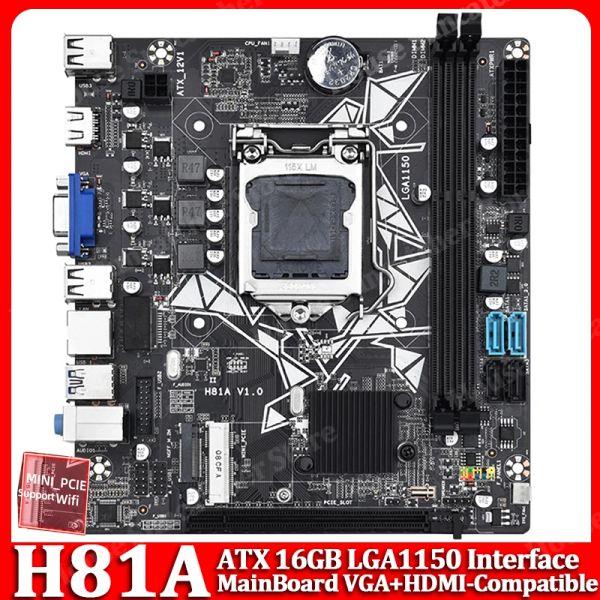 Cartes mères H81 Amotherboard MATX 16 Go LGA1150 Desktops Board Main Board 2 X DDR3 / DDR3L PCIE 8X SLOT GRAPHICS 4K HD VGA + HDMICOMPATIONNEMENT