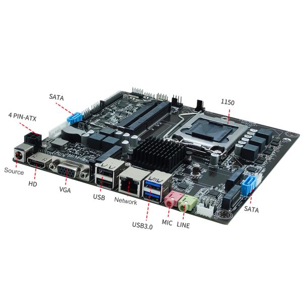 Cartes mères H81 Mini Itx Motherboard DDR3 1600 MHz 16 Go LGA1150 Desktop Motherboard SATA M PIP EXPRESS M.2 NVME PC Motherboard 1000Mbps LAN