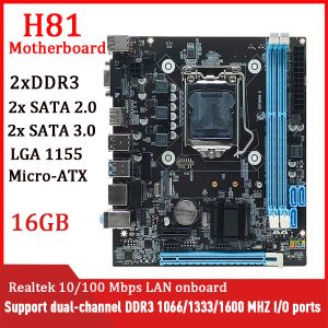 Moederborden H81 Motherboard 16GB I/O Interface MicroATX LGA1150 PC Hoofdbord Ondersteuning SATA 3.0 2.0 PCI Express X16 X1 M.2 NVME/NGFF SLOT