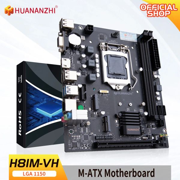 Cartes mères Huananzhi H81M VH Motherboard Matx pour Intel LGA 1150 Support i3 i5 i7 DDR3 1333 1600MHz 16GB SATA M.2 USB VGA HDMICOMPATIBLE