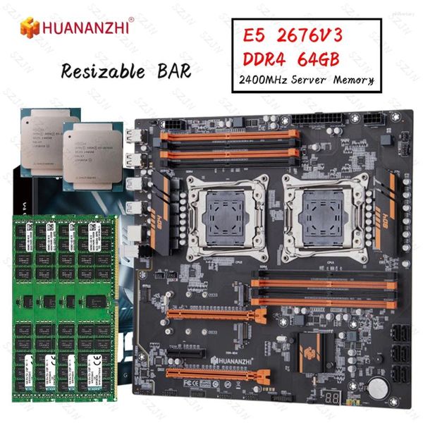 Placas base huananzhi x99 8d4 juego de placa base dual cpu e5 2676 v3 ddr4 64GB 2400MHz soporte m.2 barra residable nvme