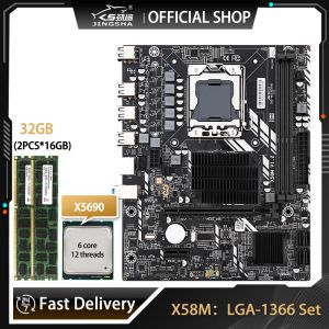 Motherboards Jingsha X58 Moederbordset met Xeon X5690 CPU en 32 GB = 2x16GB DDR3 ECC REG RAM LGA 1366 X58 Dual Channels Placa Mae PCIE X16