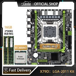 Cartes mères Kit de carte mère Jingsha X79 avec processeur E5 2650V2 et DDR3 2x8GB 16 Go RAM Dual Channel NVME M.2 SATA 3.0 LGA 2011 SET MOBO