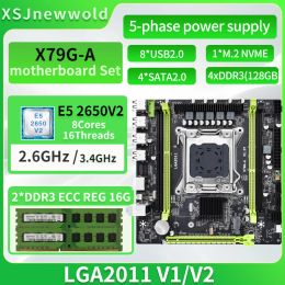 Placas base Jingsha X79 Kit de placa base con procesador E5 2650V2 DDR3 2*16G = 32GB canales duales LGA2011 NVME M.2 SATA 3.0 Kit Xeon