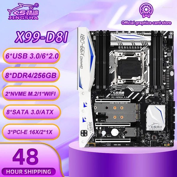 Cartes mères Jingsha X99 D8I Carte mère Support Intel XEON E5 LGA2011-3 DDR4 ECC REG Mémoire NVME USB3.0 ATX Serveur Turbo Boost