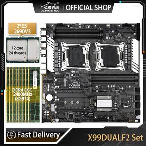 Cartes mères JINGSHA X99Dual F2 Jeu de cartes mères avec XEON E5 2690V3 et 4 8GB DDR4 2400MHZ ECC REG RAM Support NVME SSD M.2 JUSQU'À 256GB