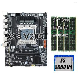 Cartes mères Keyiyou LGA 2011-3 X99 V205 Kit Xeon 2650 V4 Processeur CPU DDR4 64 Go 213 Hz ECC Reg Ram Support Sata 3.0 Nvme M.2 Pcie Dro Ottis