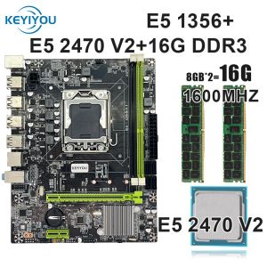 Cartes mères Keyiyou X79 E5 1356 Carte mère avec Xeon E5 2470 V2 2 * 8 = 16GB DDR3 REG ECC PC3 10600R Mémoire Kit combo Kit NVME Matx Server