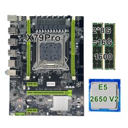Cartes mères Keyiyou X79 Pro Carte mère avec Xeon E5 2650 V2 CPU 2 * 8 Go = 16 Go DDR3 1600MHz ECC REG RAM Memory Memory Kit Kit NVME SATA Service