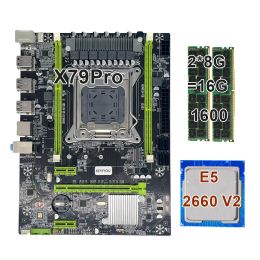 Cartes mères Keyiyou X79 Pro Carte mère avec Xeon E5 2660 V2 2 * 8 Go DDR3 1600 REG ECC RAM Memory Combo Kit Set NVME SATA Server