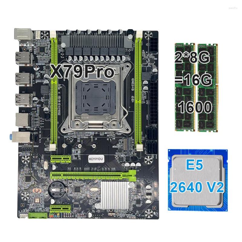Motherboards KEYIYOU X79 Pro Motherboard Set With Xeon E5-2640 V2 CPU LGA2011 Combos 2 8GB 16GB 1600Mhz Memory DDR3 RAM KIT
