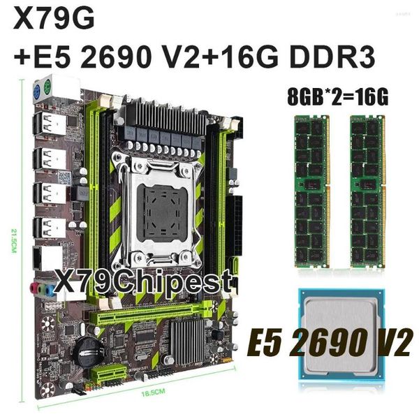 Placas base KEYIYOU X79G Conjunto de placa base 16GB DDR3 ECC REG RAM con procesador Xeon E5 2690 V2 LGA 2011 X79