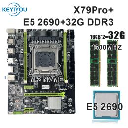 Cartes mères Keyiyou x79pro Set LGA 2011 V1 V2 avec 32 Go 1600MHz DDR3 ECC Reg Ram Xeon Kit Xeon E5 2690 CPU LGA 2011 X79 Kit