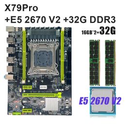Cartes mères Keyiyou x79pro Set LGA 2011 V1 V2 avec 32 Go DDR3 ECC Reg Ram Kit Xeon E5 2670 V2 CPU