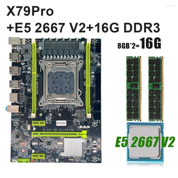 Juego de placa base KEYIYOU X79Pro LGA 2011 V1 V2 con procesador Xeon E5 2667 y 2 uds 8G 16GB DDR3 ECC REG RAM KIT