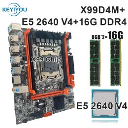 Cartes mères Keyiyou X99D4M Set Lga 20113 Kit Xeon E5 2640 V4 Processeur CPU + DDR4 2 * 8 Go RAM Memory USB3.0 NVME M.2 MATX