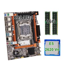 Placas base Keyiyou X99H D4 Juego de placa base LGA 20113 Kit Xeon E5 2620 V4 CPU Procesador+ DDR4 2*8GB RAM Memoria USB3.0 NVME/SATA M.2 MATX