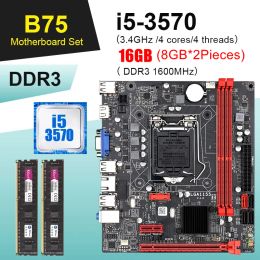 Placas base Kllisre B75 LGA 1155 Kit de juegos de placa base con Intel i5 3570 2*8GB DDR3 1600 Procesador y memoria