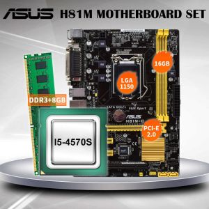 Cartes mères LGA 1150 Kit de carte mère ASUS H81MC avec Core i54570S CPU + DDR3 8 Go 1660MHz RAM SATA III USB 2.0 VGA Micro ATX