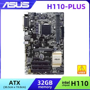 Cartes mères LGA 1151 Carte mère ASUS H110Plus DDR4 Intel H110 Support Core i3 i5 i7 CPU 32GB VGA USB3.0 SATA3 PCIE X16 ATX